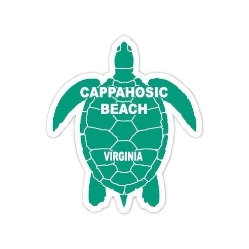 Cappahosic Beach Virginia 4 Inch Green Turtle Shape Decal Sticker
