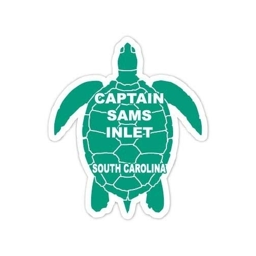 Captain Sams Inlet South Carolina Souvenir 4 Inch Green Turtle Shape Decal Sticker