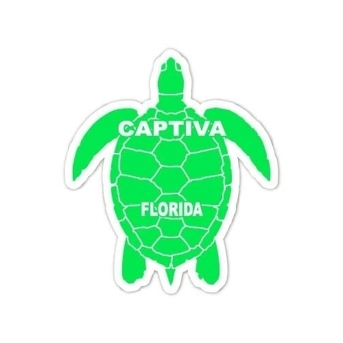 Captiva Florida Souvenir 4 Inch Green Turtle Shape Decal Sticker