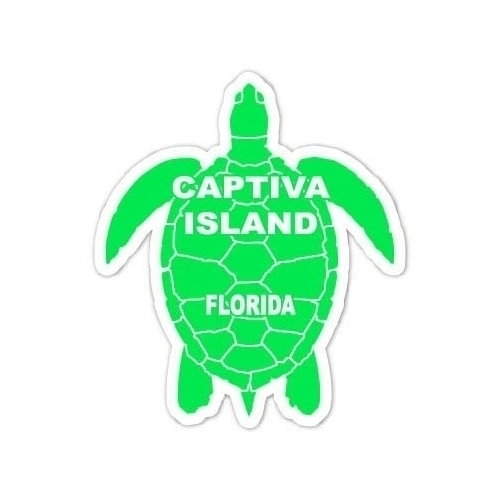 Captiva Island Florida Souvenir 4 Inch Green Turtle Shape Decal Sticker