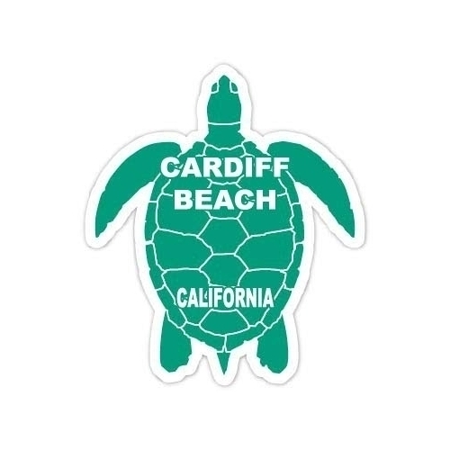 Cardiff Beach California Souvenir 4 Inch Green Turtle Shape Decal Sticker