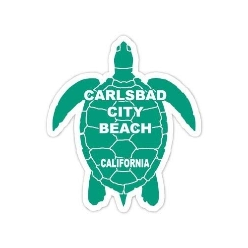 Carlsbad City Beach California Souvenir 4 Inch Green Turtle Shape Decal Sticker