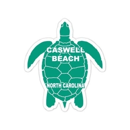 Caswell Beach North Carolina Souvenir 4 Inch Green Turtle Shape Decal Sticker
