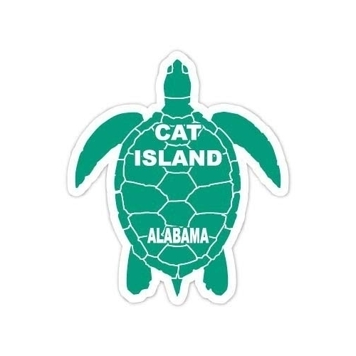 Cat Island Alabama Souvenir 4 Inch Green Turtle Shape Decal Sticker
