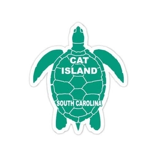 Cat Island South Carolina Souvenir 4 Inch Green Turtle Shape Decal Sticker