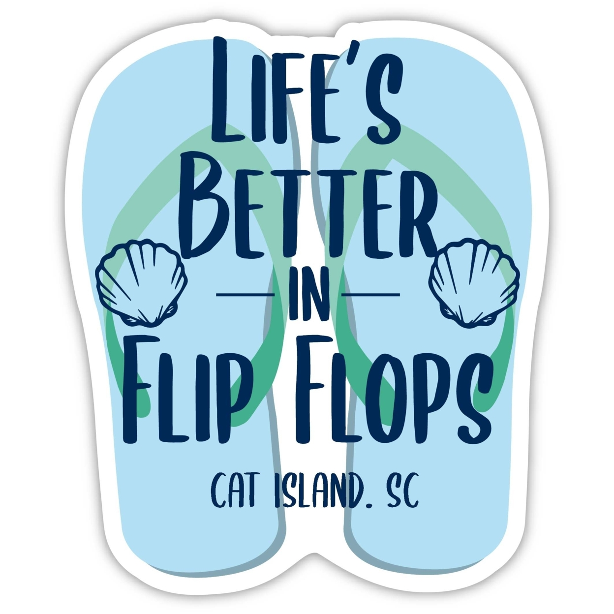 Cat Island South Carolina Souvenir 4 Inch Vinyl Decal Sticker Flip Flop Design