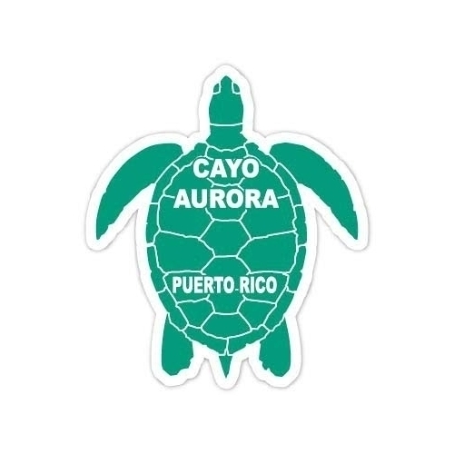 Cayo Aurora Puerto Rico 4 Inch Green Turtle Shape Decal Sticker