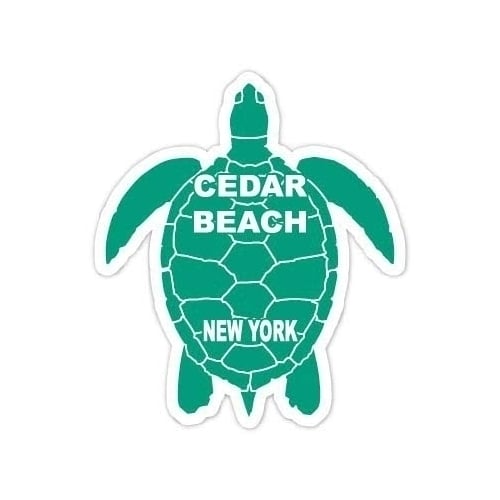 Cedar Beach New York Souvenir 4 Inch Green Turtle Shape Decal Sticker
