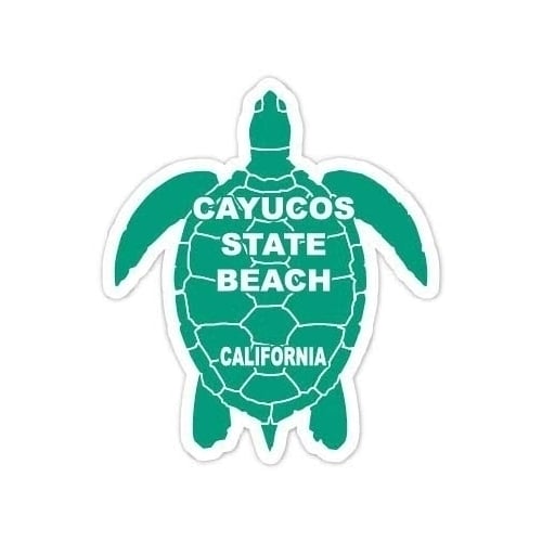 Cayucos State Beach California Souvenir 4 Inch Green Turtle Shape Decal Sticker