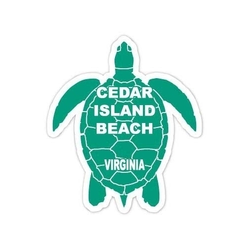 Cedar Island Beach Virginia Souvenir 4 Inch Green Turtle Shape Decal Sticker