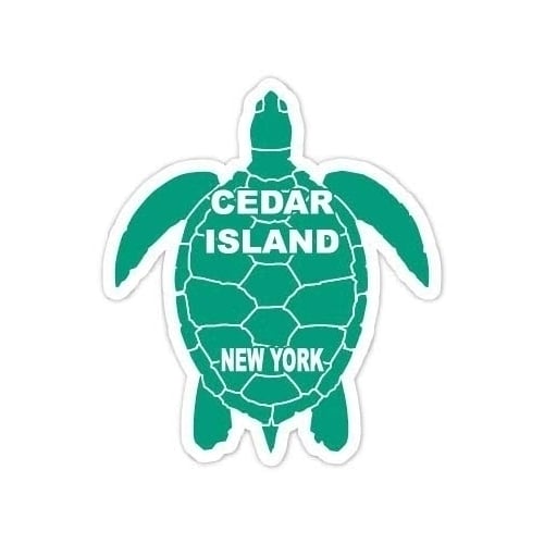 Cedar Island New York Souvenir 4 Inch Green Turtle Shape Decal Sticker
