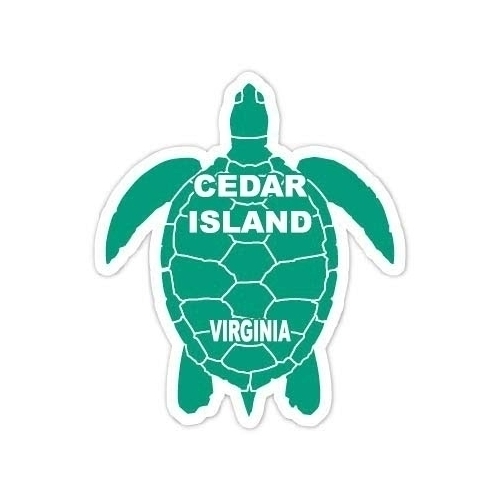 Cedar Island Virginia Souvenir 4 Inch Green Turtle Shape Decal Sticker