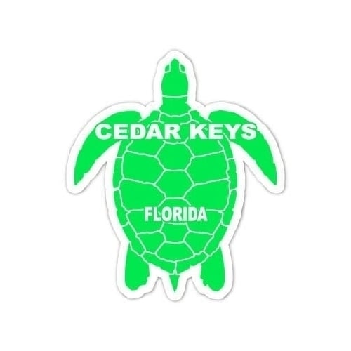 Cedar Keys Florida Souvenir 4 Inch Green Turtle Shape Decal Sticker