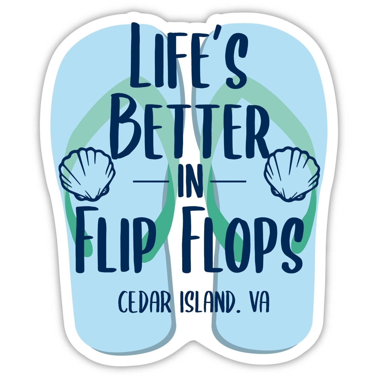 Cedar Island Virginia Souvenir 4 Inch Vinyl Decal Sticker Flip Flop Design