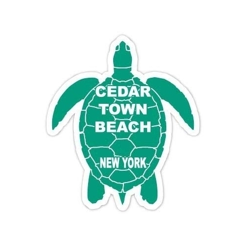Cedar Town Beach New York Souvenir 4 Inch Green Turtle Shape Decal Sticker