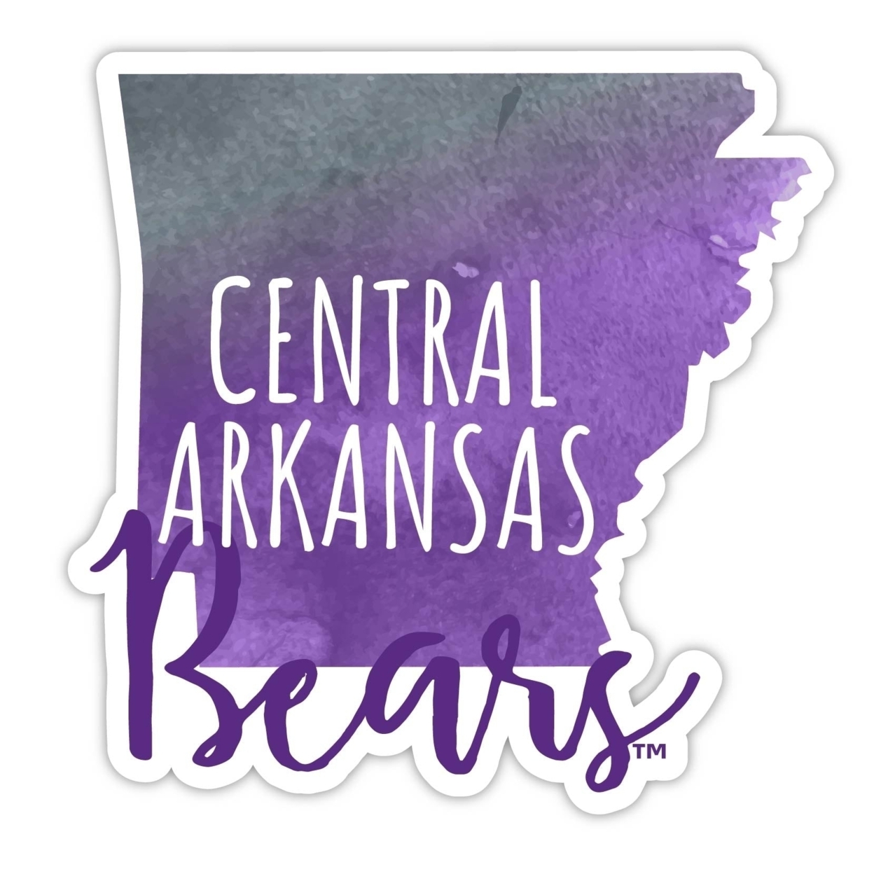 Central Arkansas Bears Watercolor State Die Cut Decal 4-Inch