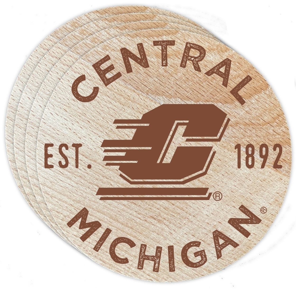 Central Michigan University Wood Coaster Engraved 4 Pack