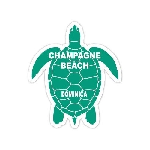 Champagne Beach Dominica 4 Inch Green Turtle Shape Decal Sticker