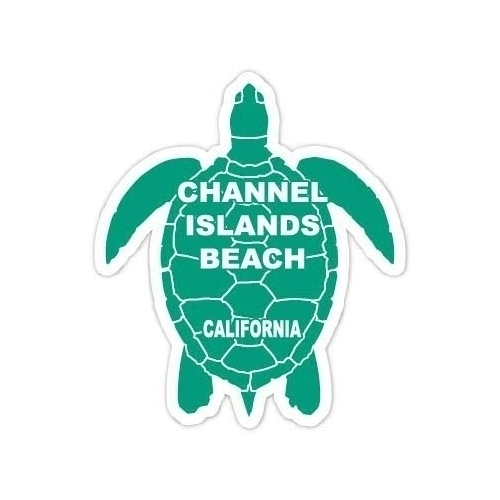 Channel Islands Beach California Souvenir 4 Inch Green Turtle Shape Decal Sticker