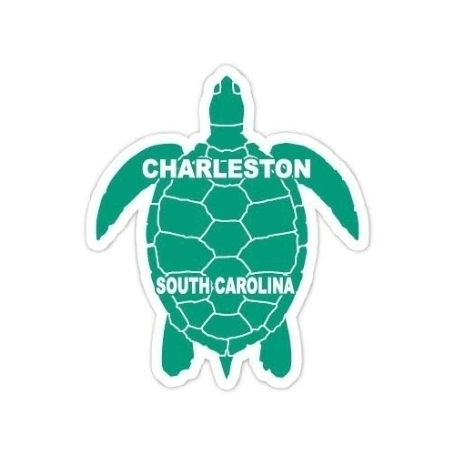 Charleston South Carolina 4 Inch Green Turtle Shape Decal Sticker