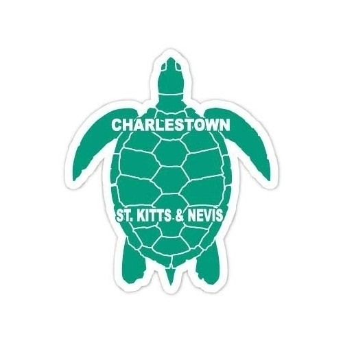 Charlestown St. Kitts And Nevis 4 Inch Green Turtle Shape Decal Sticker