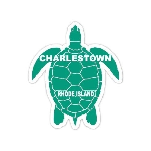 Charlestown Rhode Island Souvenir 4 Inch Green Turtle Shape Decal Sticker