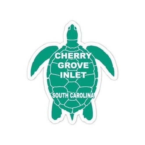 Cherry Grove Inlet South Carolina Souvenir 4 Inch Green Turtle Shape Decal Sticker