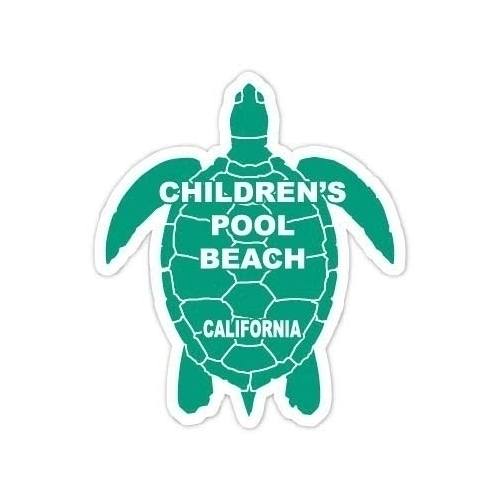Children's Pool Beach California Souvenir 4 Inch Green Turtle Shape Decal Sticker