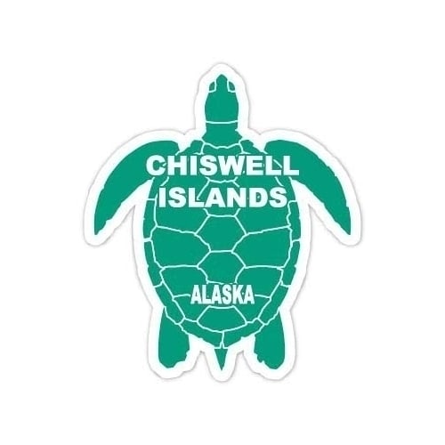 Chiswell Islands Alaska Souvenir 4 Inch Green Turtle Shape Decal Sticker