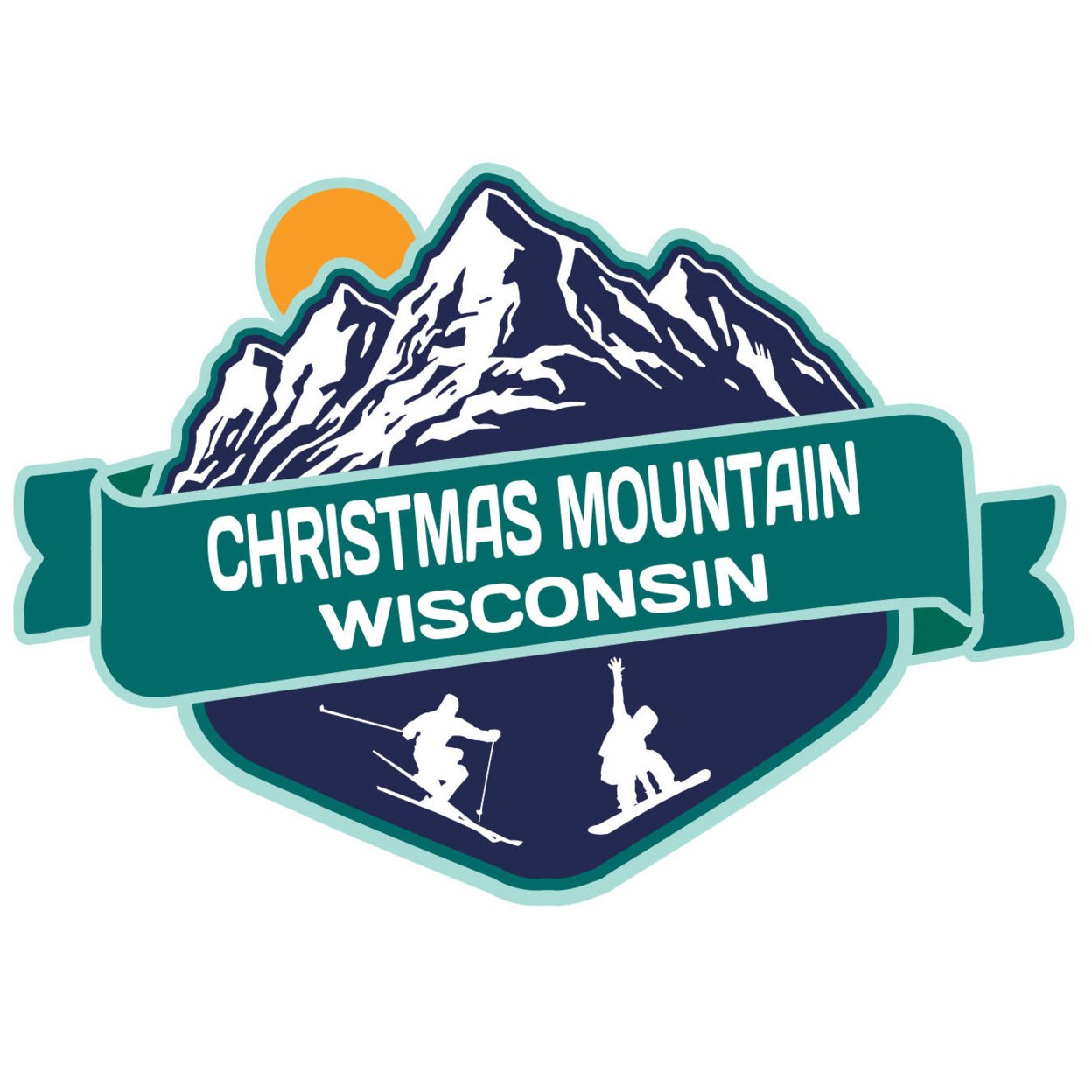Christmas Mountain Wisconsin Ski Adventures Souvenir 4 Inch Vinyl Decal Sticker Mountain Design