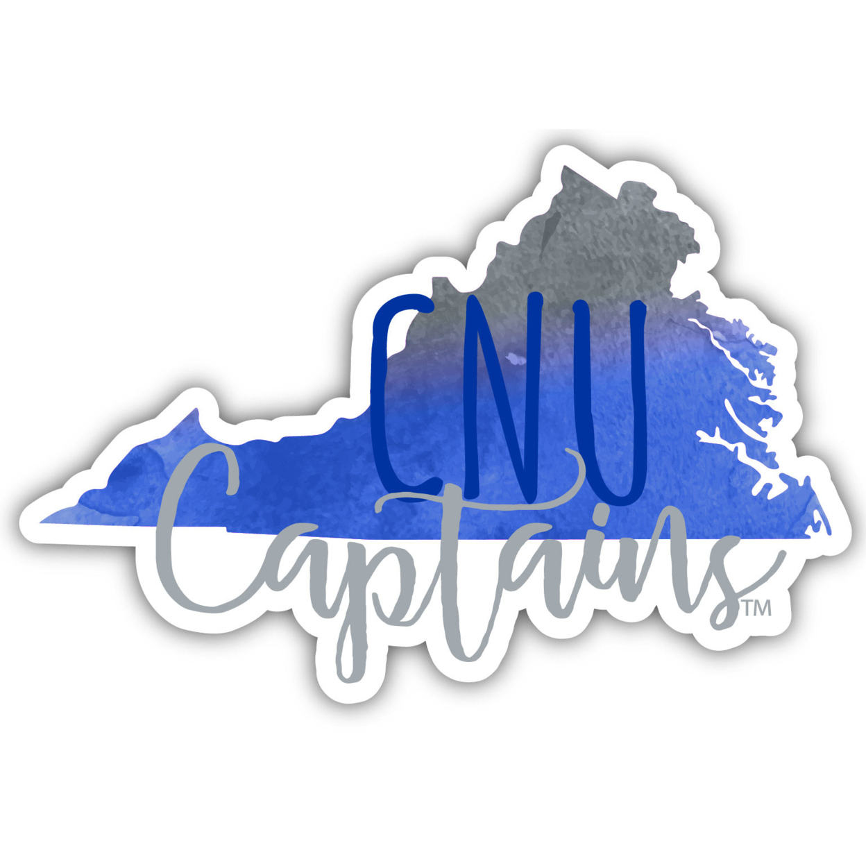 Christopher Newport Captains Watercolor State Die Cut Decal 4-Inch