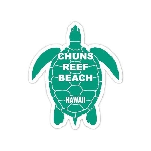 Chuns Reef Beach Hawaii Souvenir 4 Inch Green Turtle Shape Decal Sticker
