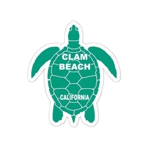 Clam Beach California Souvenir 4 Inch Green Turtle Shape Decal Sticker