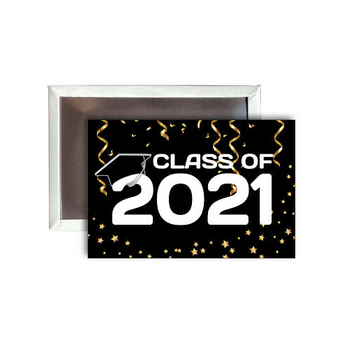 Class Of 2021 Graduation 2x3 Black Fridge Magnet