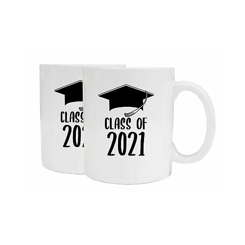 Class Of 2021 Graduation Ceramic White Coffee Mug Set Of 2
