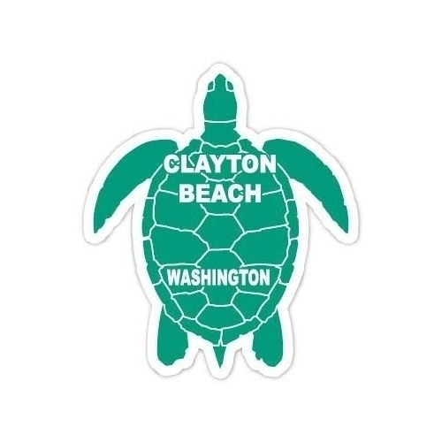 Clayton Beach Washington 4 Inch Green Turtle Shape Decal Sticker