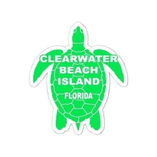 Clearwater Beach Island Florida Souvenir 4 Inch Green Turtle Shape Decal Sticker