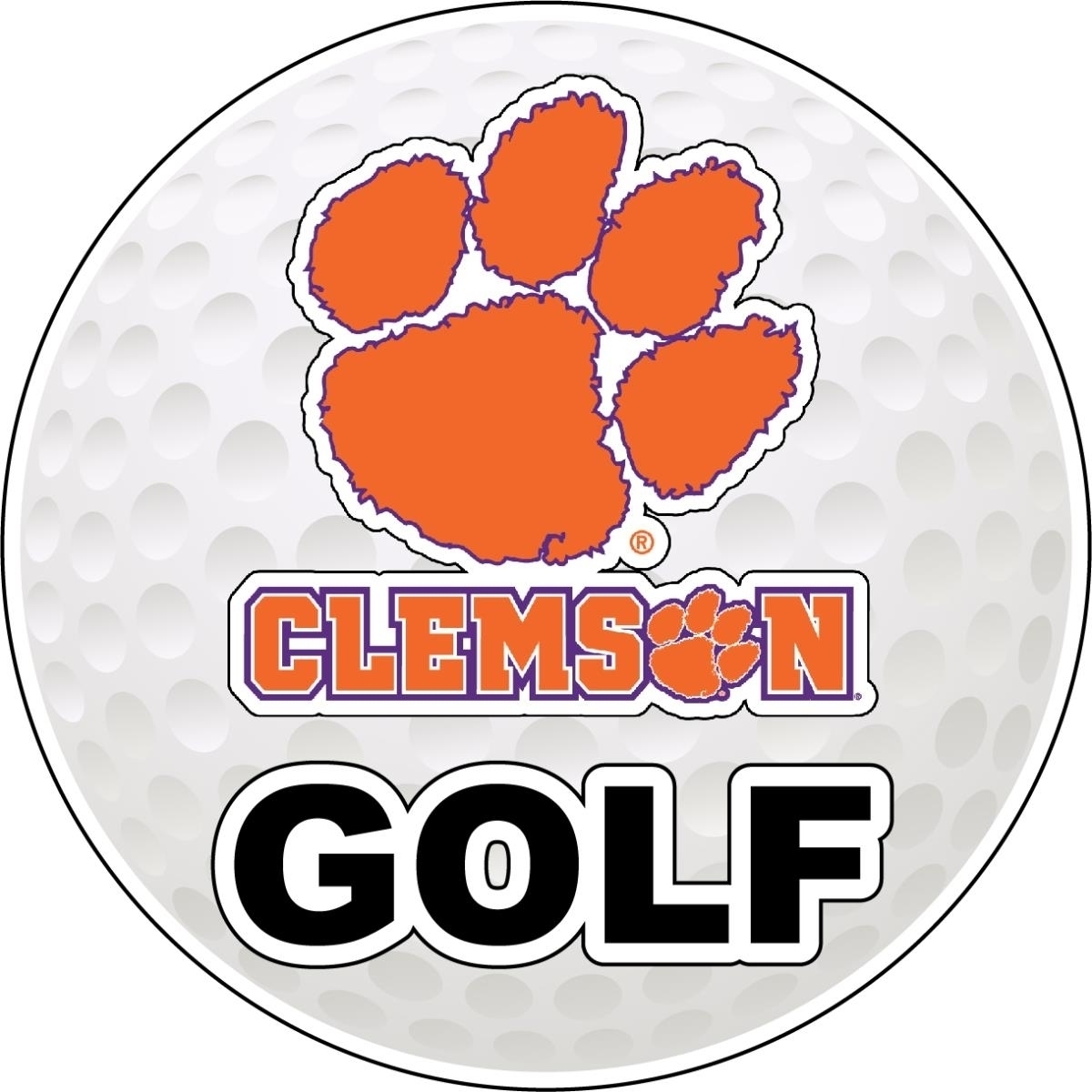 Clemson Tigers 4-Inch Round Golf Ball Vinyl Decal Sticker