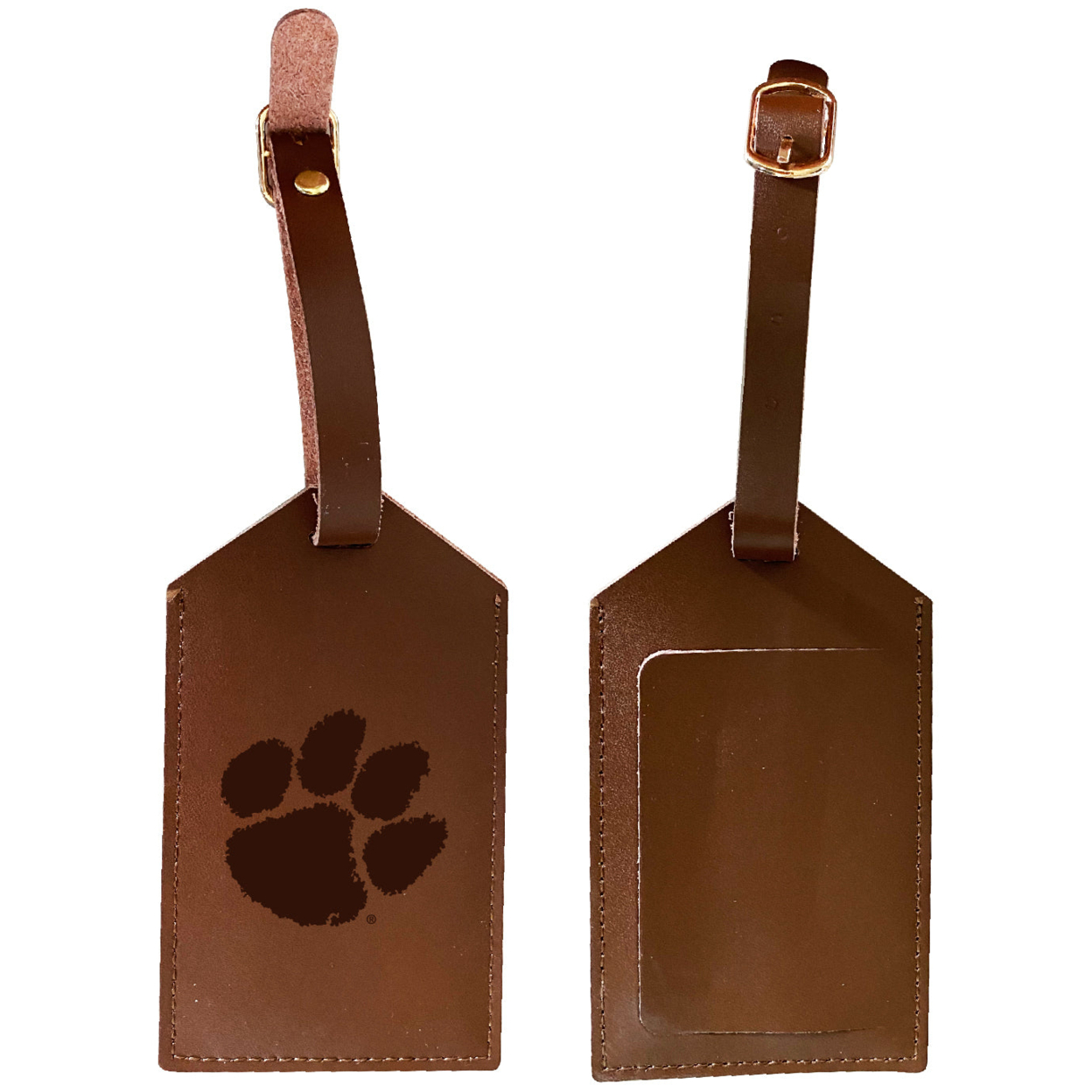 Clemson Tigers Leather Luggage Tag Engraved