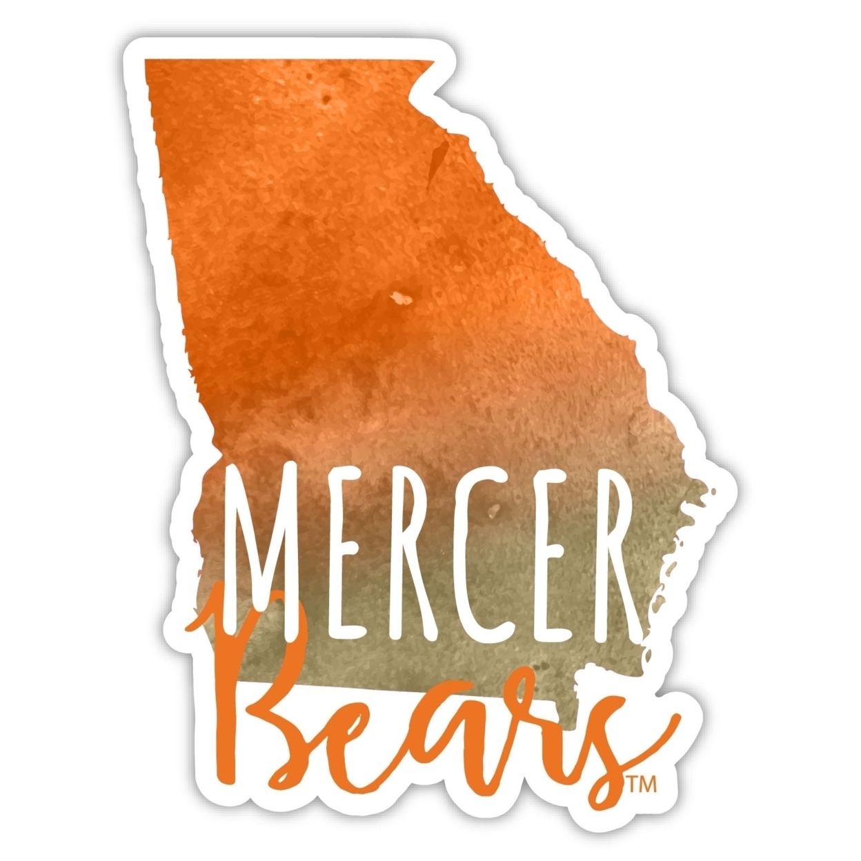 Mercer University Watercolor State Die Cut Decal 2-Inch