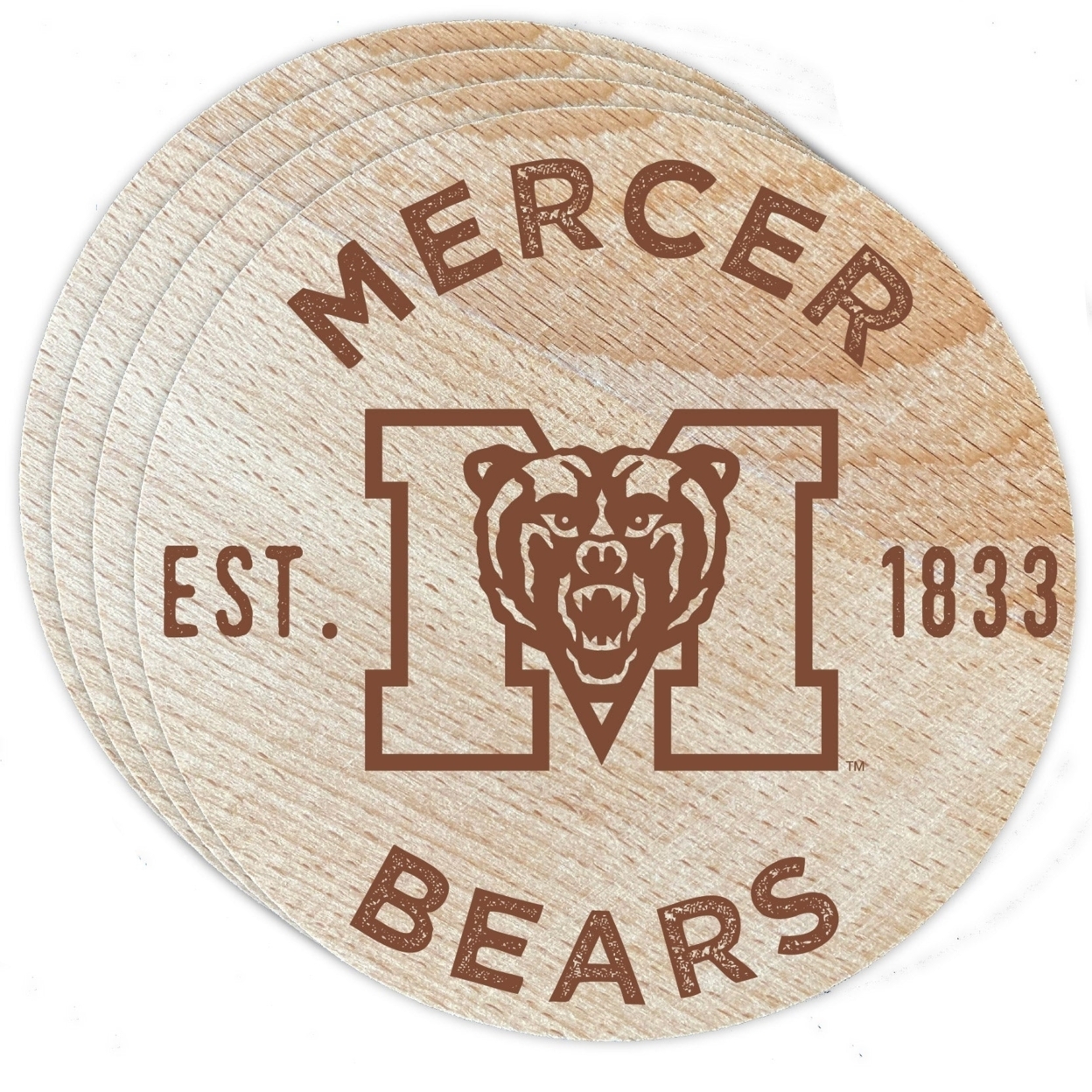 Mercer University Wood Coaster Engraved 4 Pack