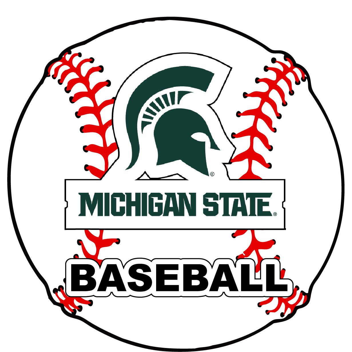 Michigan State Spartans 4-Inch Round Baseball Vinyl Decal Sticker