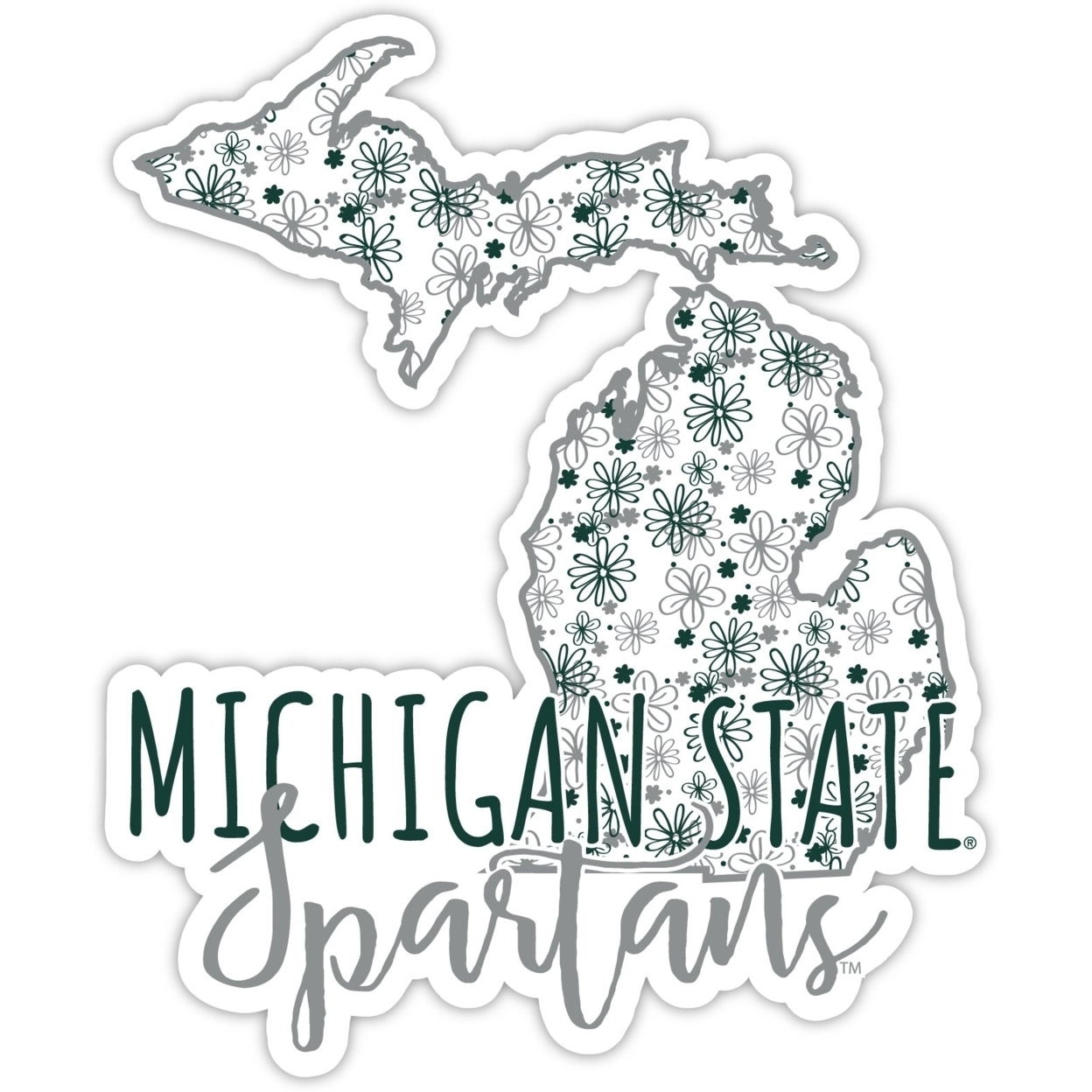 Michigan State Spartans Floral State Die Cut Decal 4-Inch