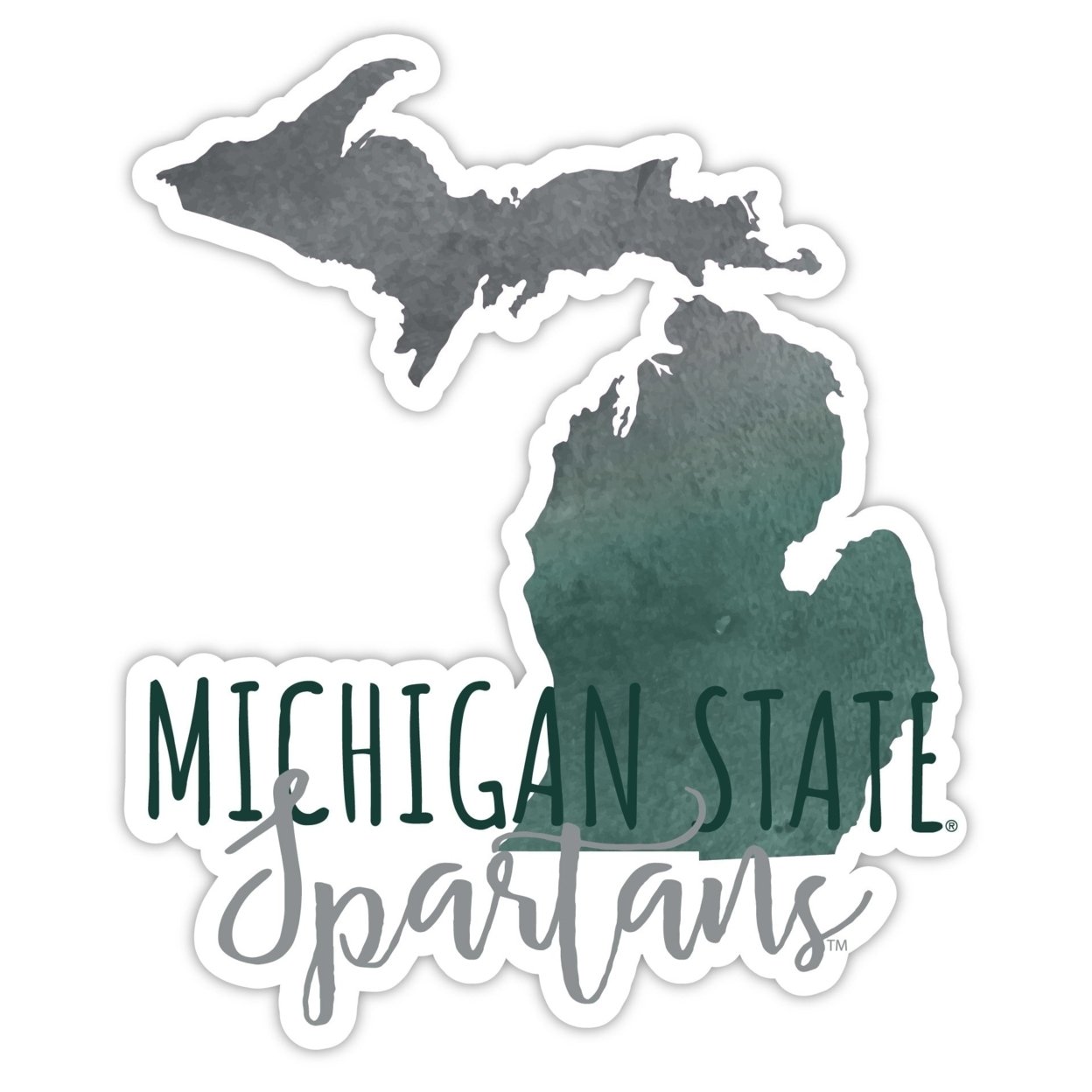 Michigan State Spartans Watercolor State Die Cut Decal 2-Inch
