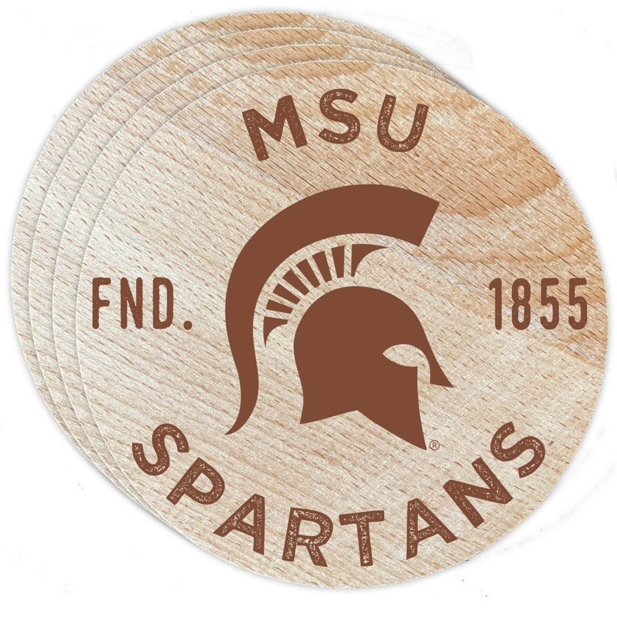 Michigan State Spartans Wood Coaster Engraved 4 Pack