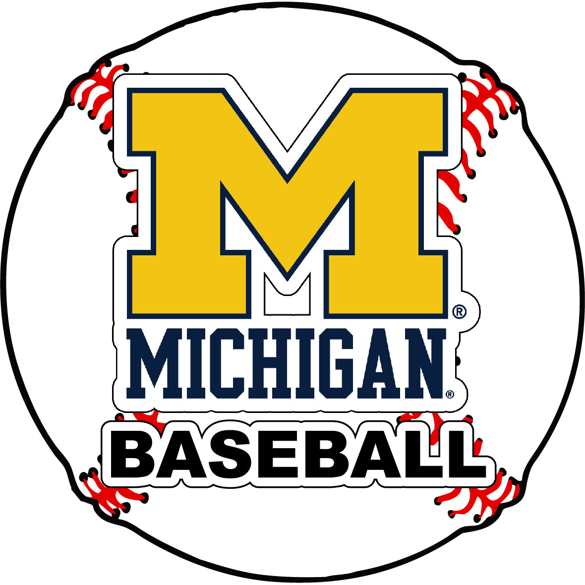Michigan Wolverines 4-Inch Round Baseball Vinyl Decal Sticker