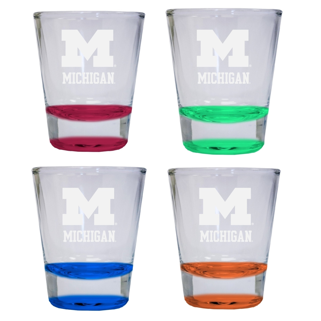 Michigan Wolverines Round Shot Glass 4-Pack
