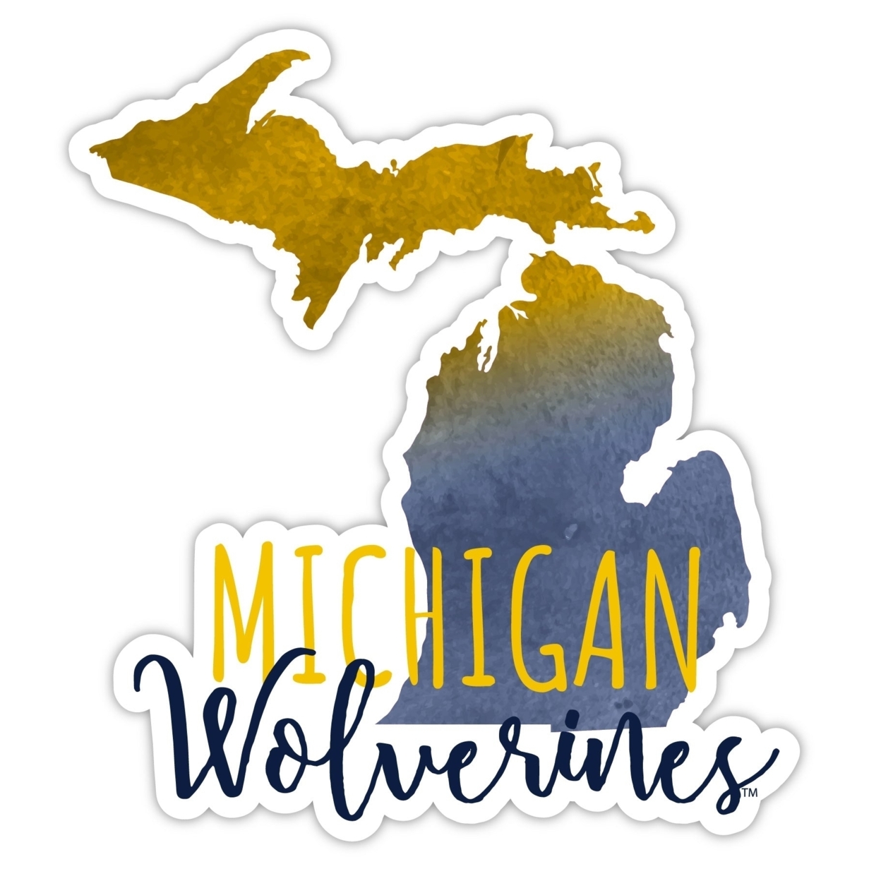 Michigan Wolverines Watercolor State Die Cut Decal 4-Inch