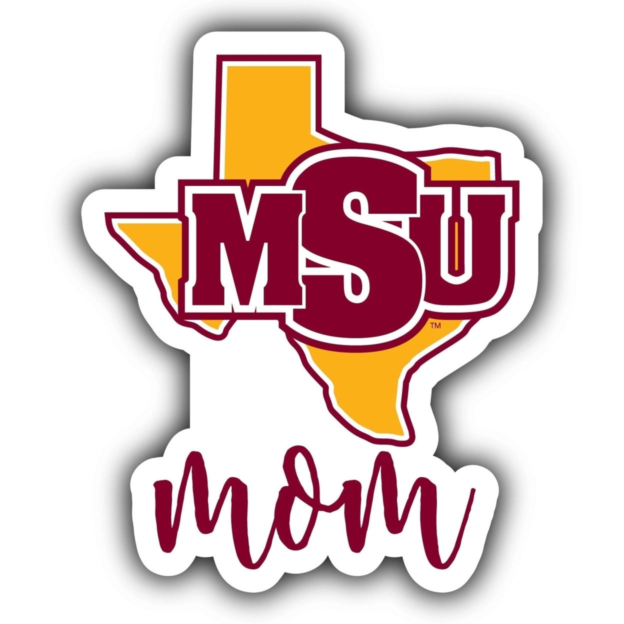 Midwestern State University Mustangs Proud Mom 4-Inch Die Cut Decal