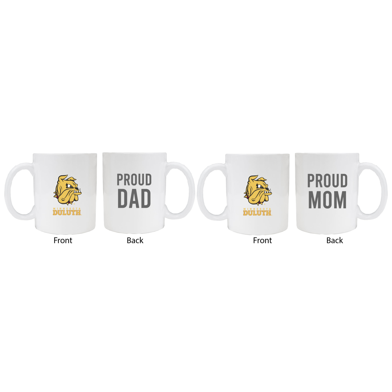 Minnesota Duluth Bulldogs Proud Mom And Dad White Ceramic Coffee Mug 2 Pack (White).